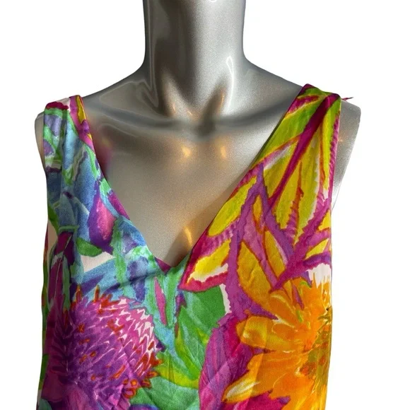 Lauren Ralph Lauren Drop Waist Sleeveless DBL Vneck Flowy Floral Dress Size 4 - Picture 3 of 14